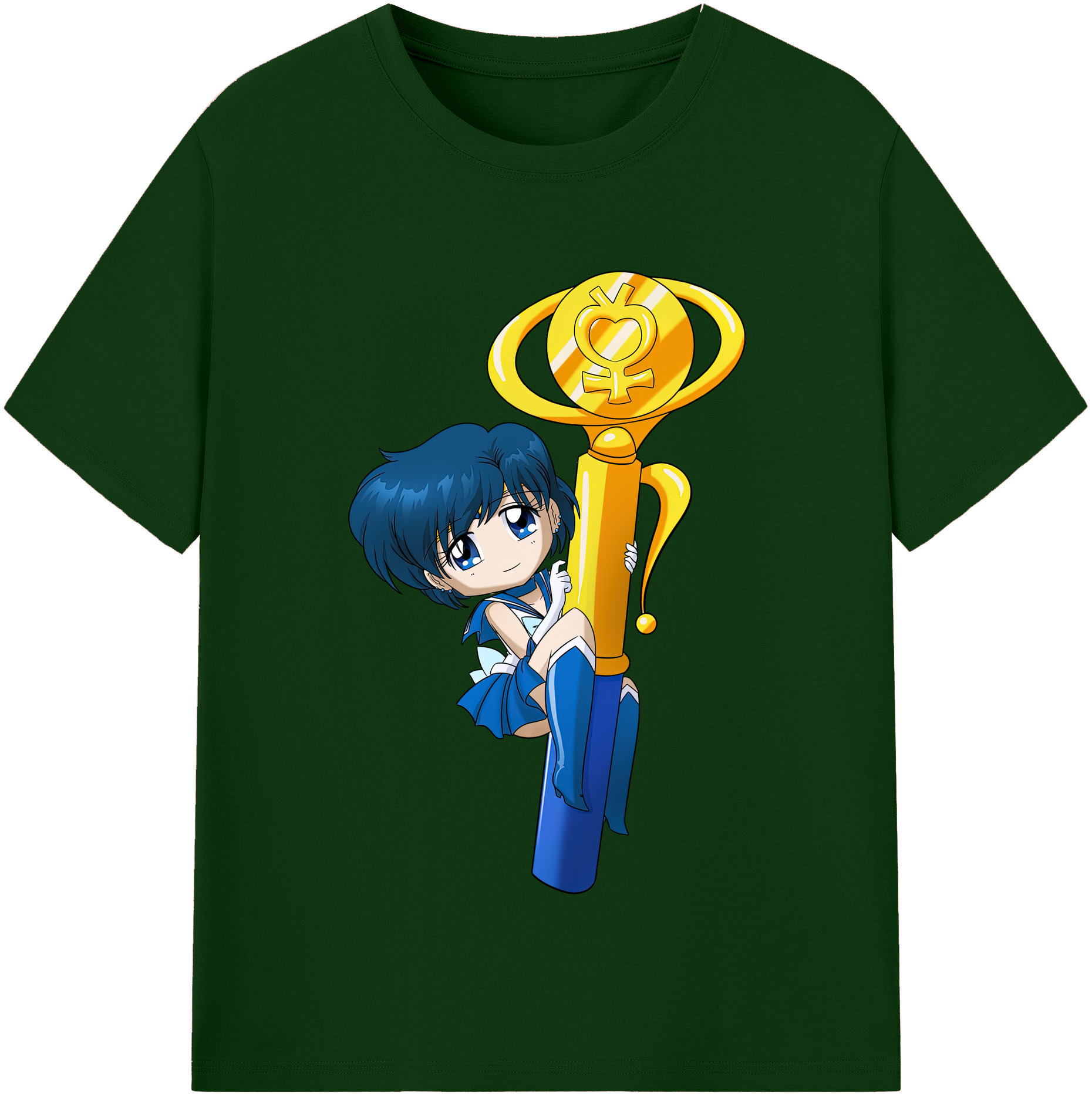 （画像用） 美少女戦士セーラームーン 水野 亜美 みずの あみ Sailor Moon Mizuno Ami 綿100％半袖Tシャツ（フロントプリント）